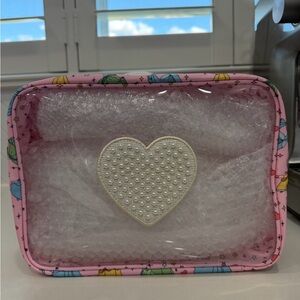 Stoney Clover Lane Pink Heart Cosmetic Bag